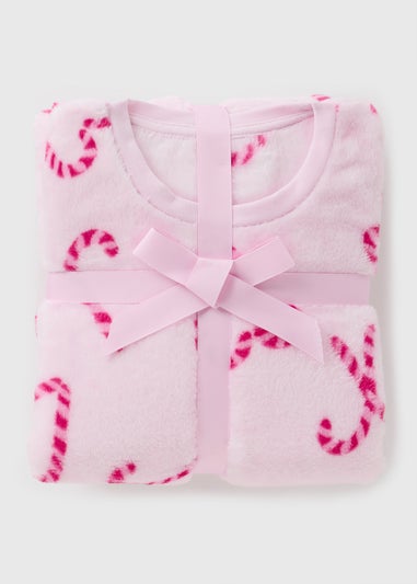 Girls Pink Christmas Candy Cane Pyjama Set (7-13yrs)