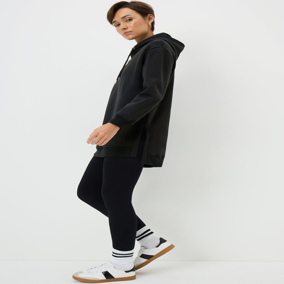 Black Longline Hoodie
