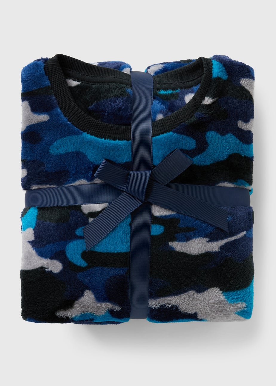 Boys Blue Camo Fleece Pyjama Set (7-13yrs)