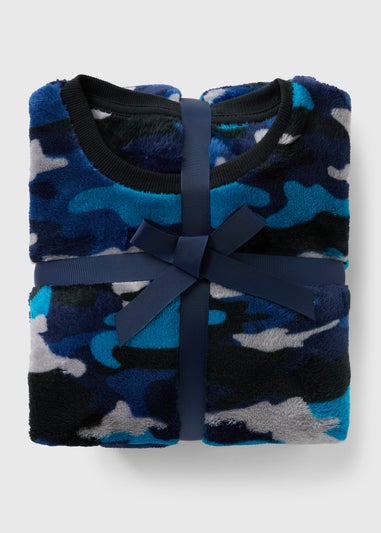 Boys Blue Camo Fleece Pyjama Set (7-13yrs)