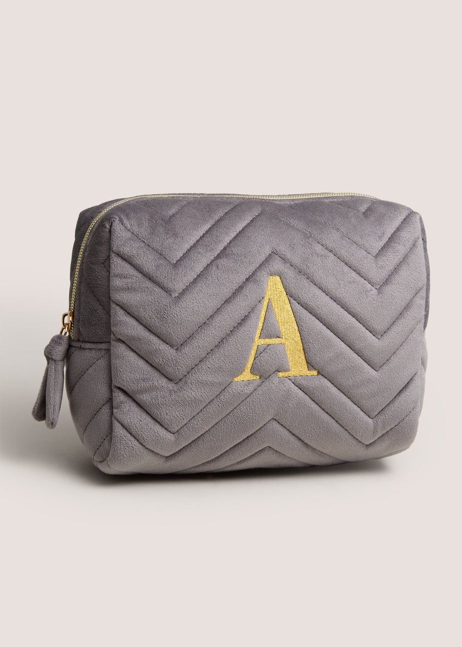 Grey Alphabet Make Up Bag