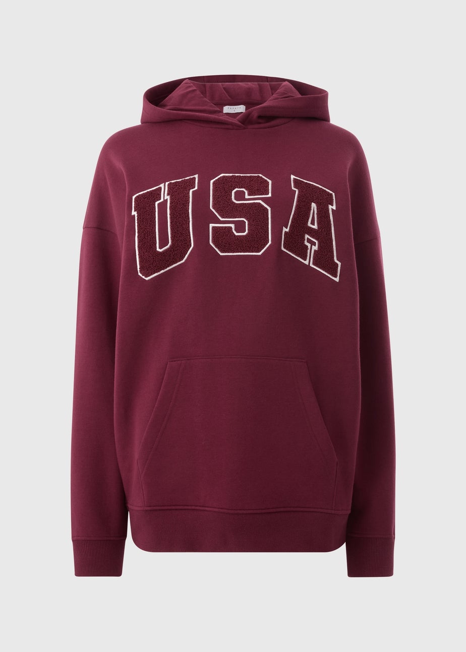 Burgundy Boucle USA Hoodie