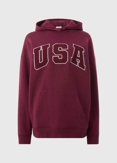 Burgundy Boucle USA Hoodie