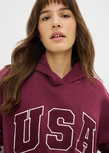 Burgundy Boucle USA Hoodie