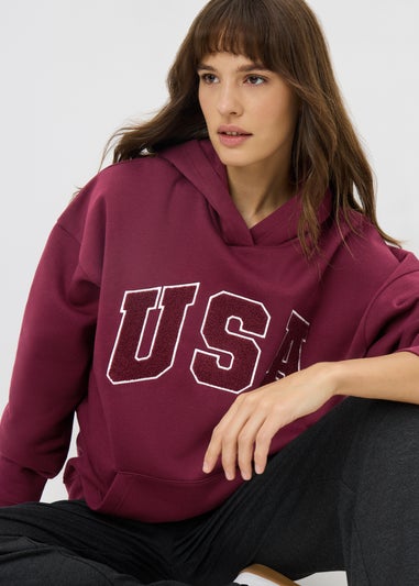 Burgundy Boucle USA Hoodie