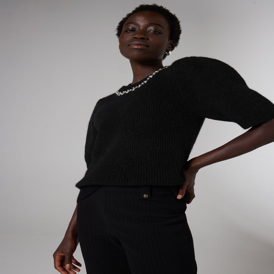 Et Vous Black Fluffy Jumper