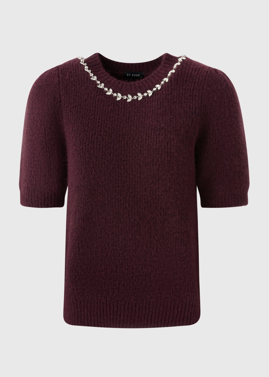 Et Vous Burgundy Fluffy Jumper