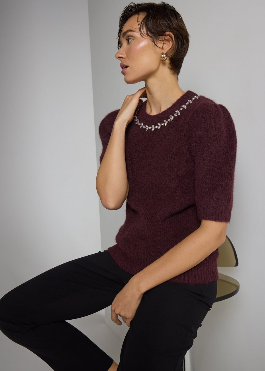 Et Vous Burgundy Fluffy Jumper