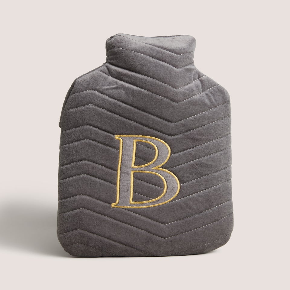 Grey Alphabet Hot Water Bottle