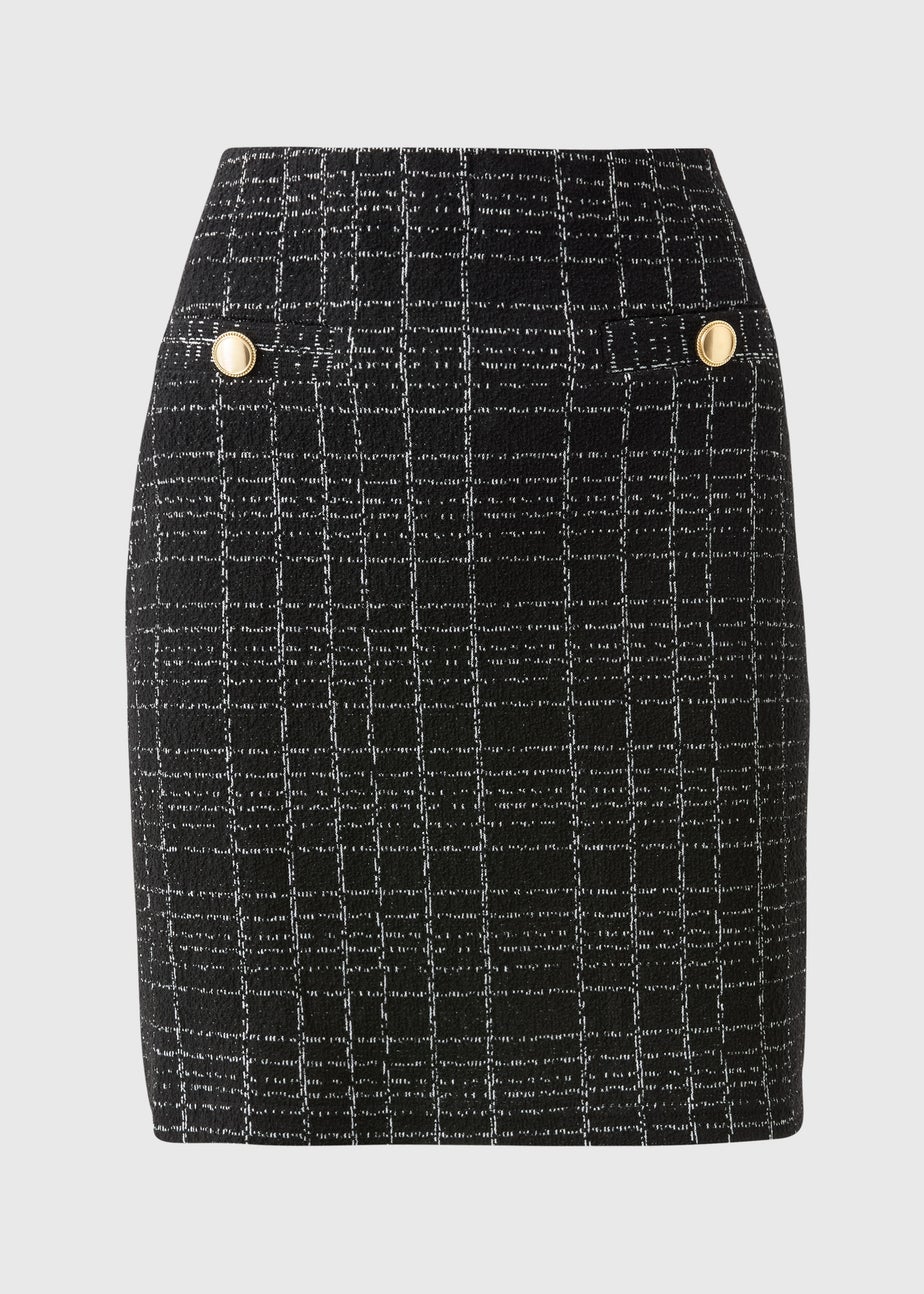 Et Vous Black Boucle Check Skirt