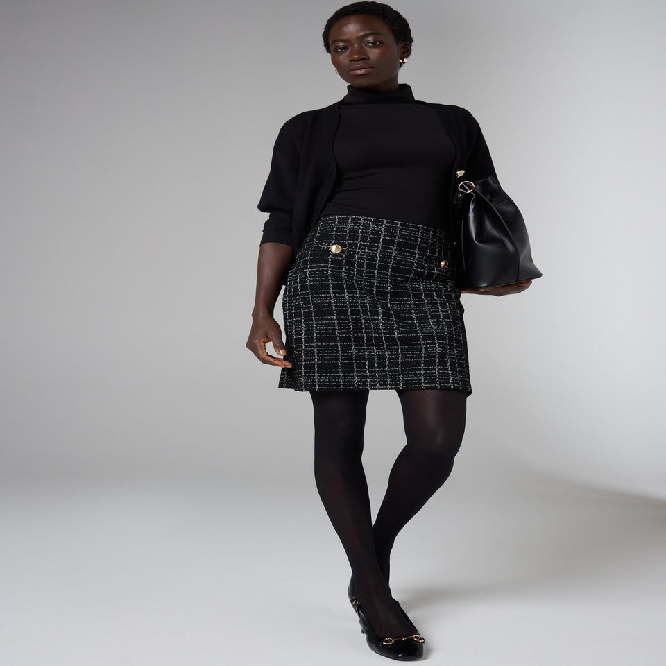 Et Vous Black Boucle Check Skirt