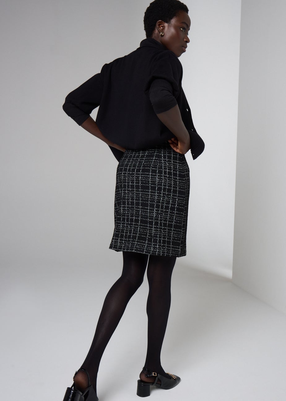Et Vous Black Boucle Check Skirt