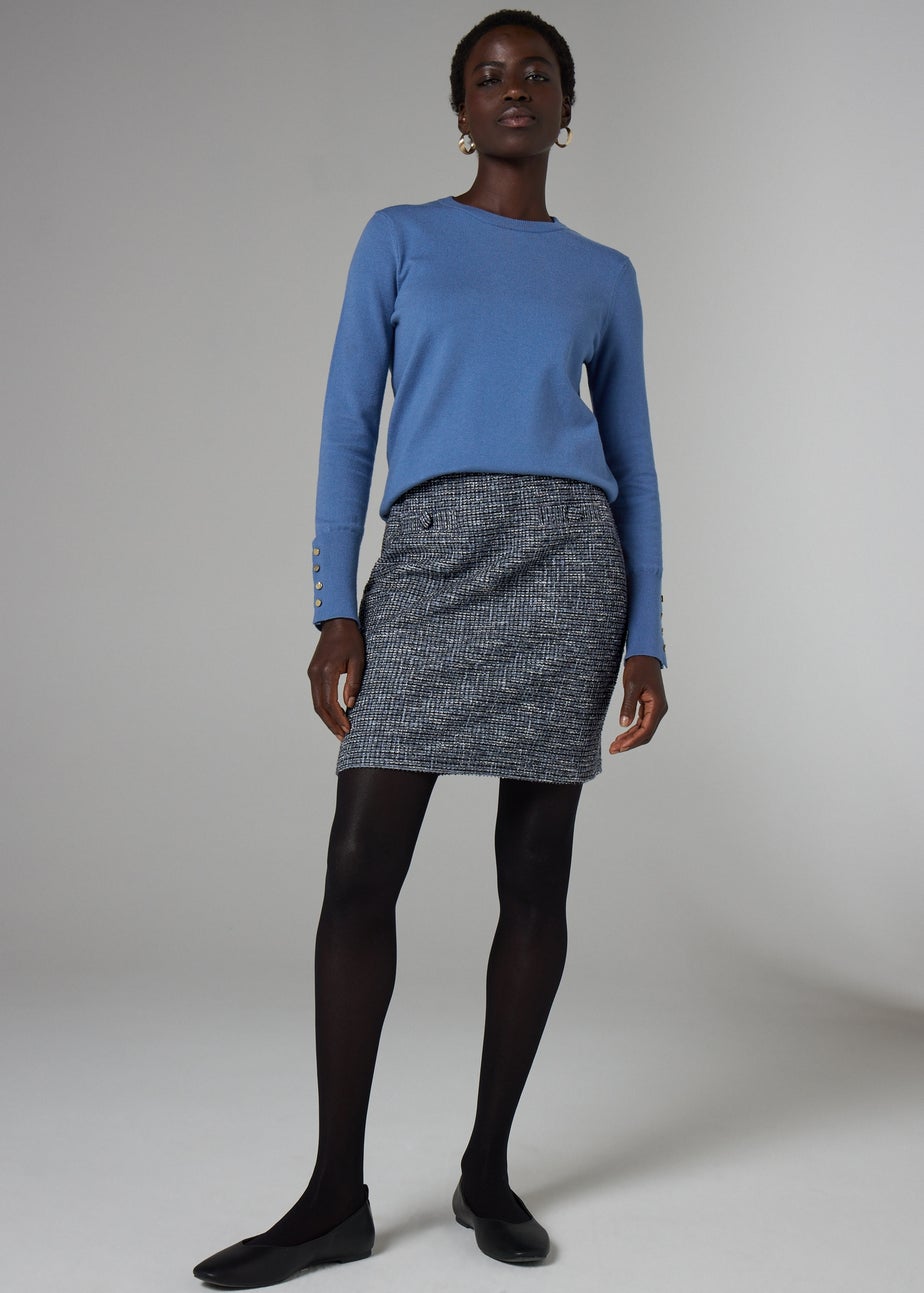 Et Vous Blue Boucle Ponte Mini Skirt