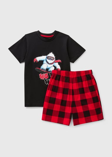 Boys Black Checked Christmas Pyjamas (7-13yrs)