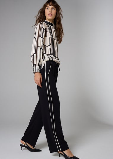 Et Vous Black Side Stripe Wide Leg Trousers