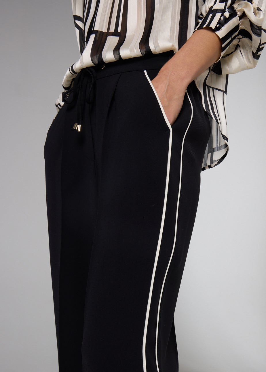 Et Vous Black Side Stripe Wide Leg Trousers