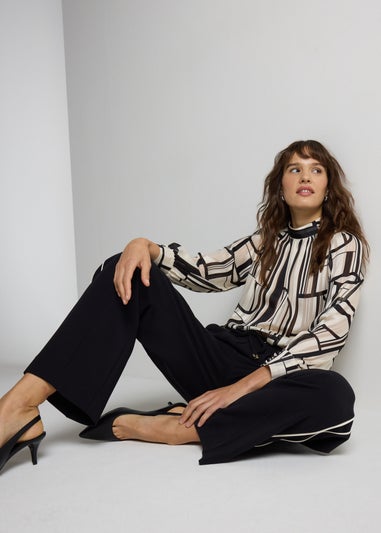 Et Vous Black Side Stripe Wide Leg Trousers