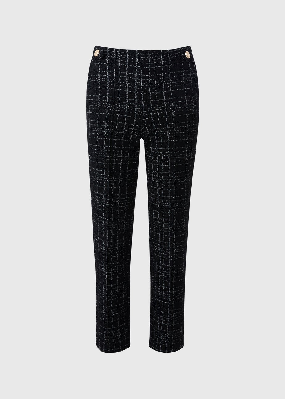 Et Vous Black Mono Check Ponte Boucle Trousers