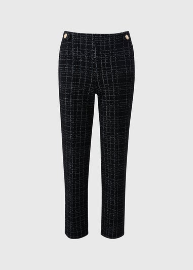 Et Vous Black Mono Check Ponte Boucle Trousers