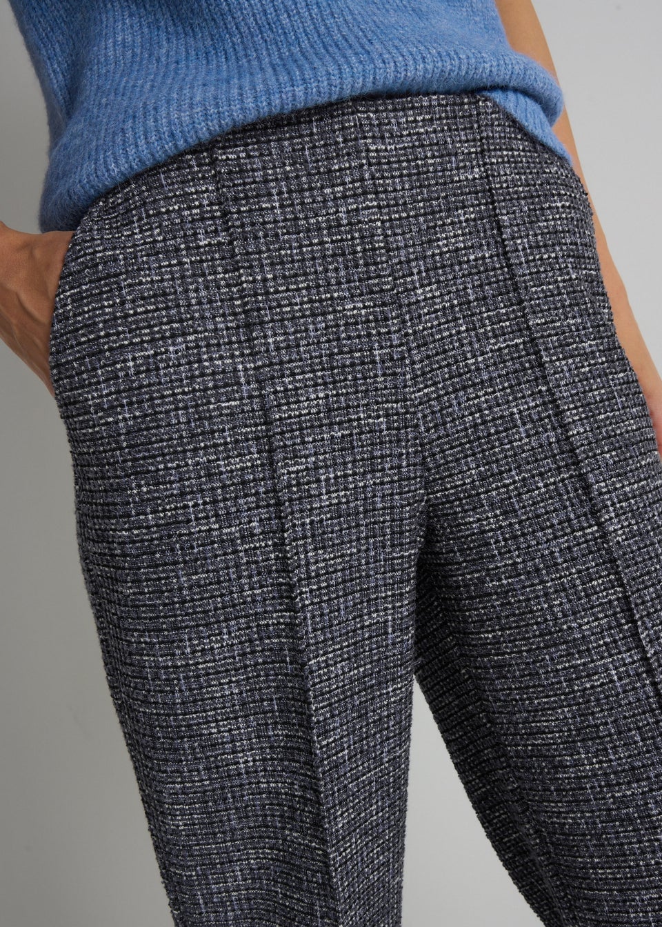 Et Vous Blue Boucle Ponte Straight Leg Trousers