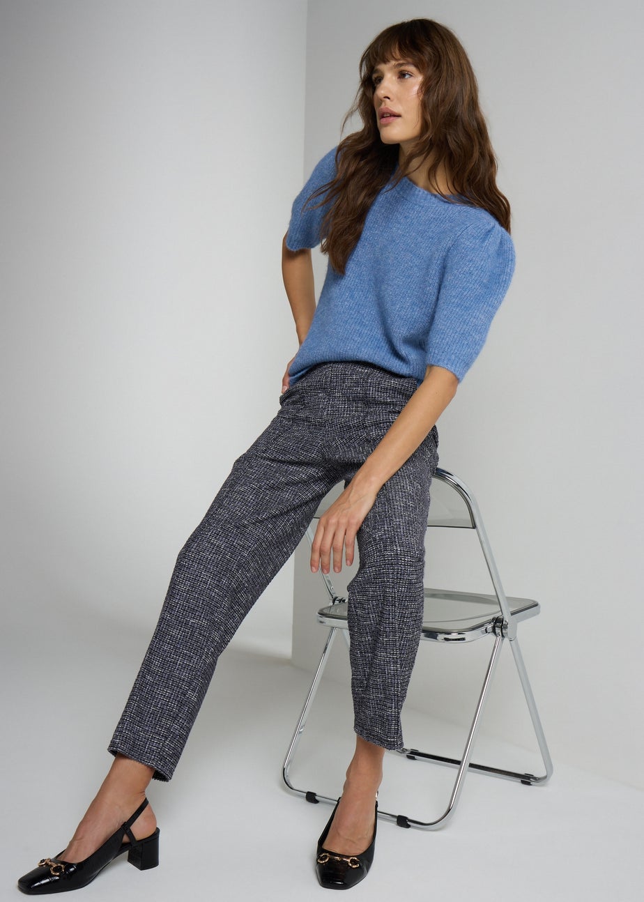 Et Vous Blue Boucle Ponte Straight Leg Trousers