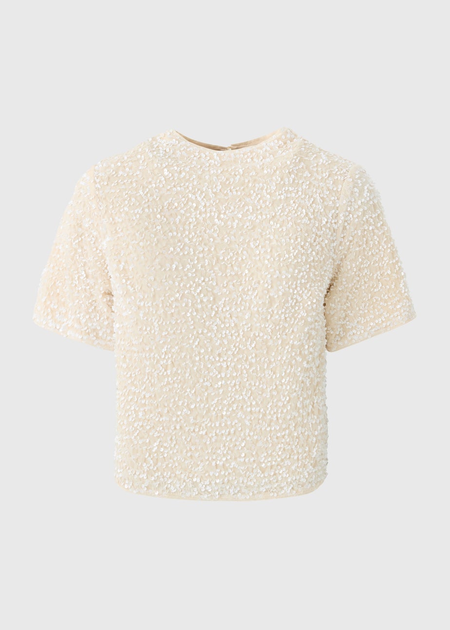 Et Vous Cream Sequin T-Shirt