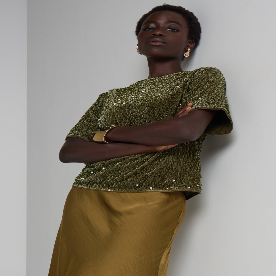 Et Vous Ivy Green Sequin T-Shirt