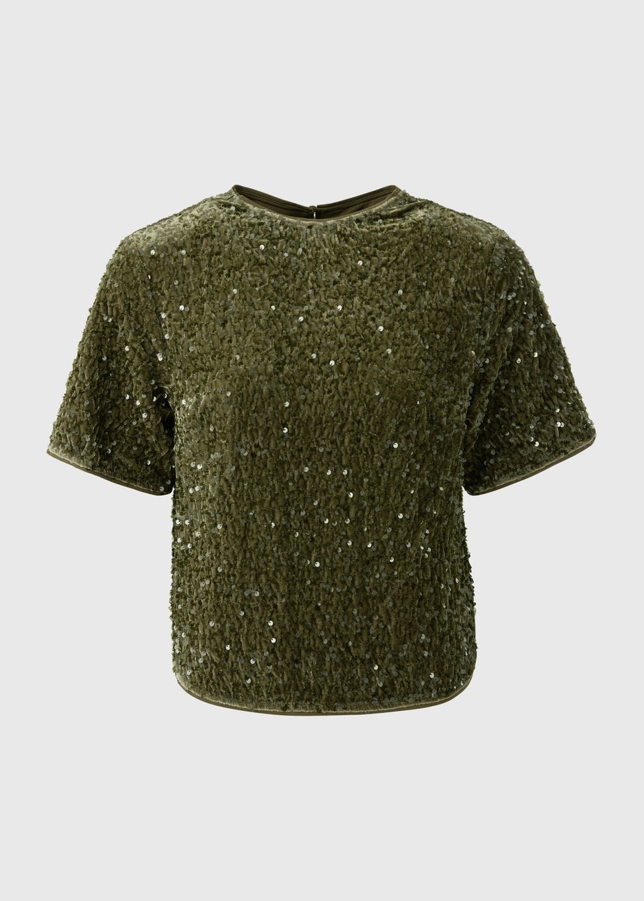 Et Vous Ivy Green Sequin T-Shirt