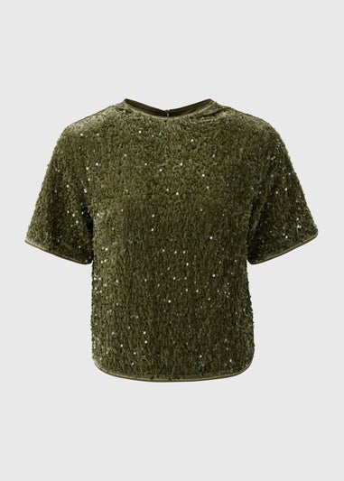 Et Vous Ivy Green Sequin T-Shirt