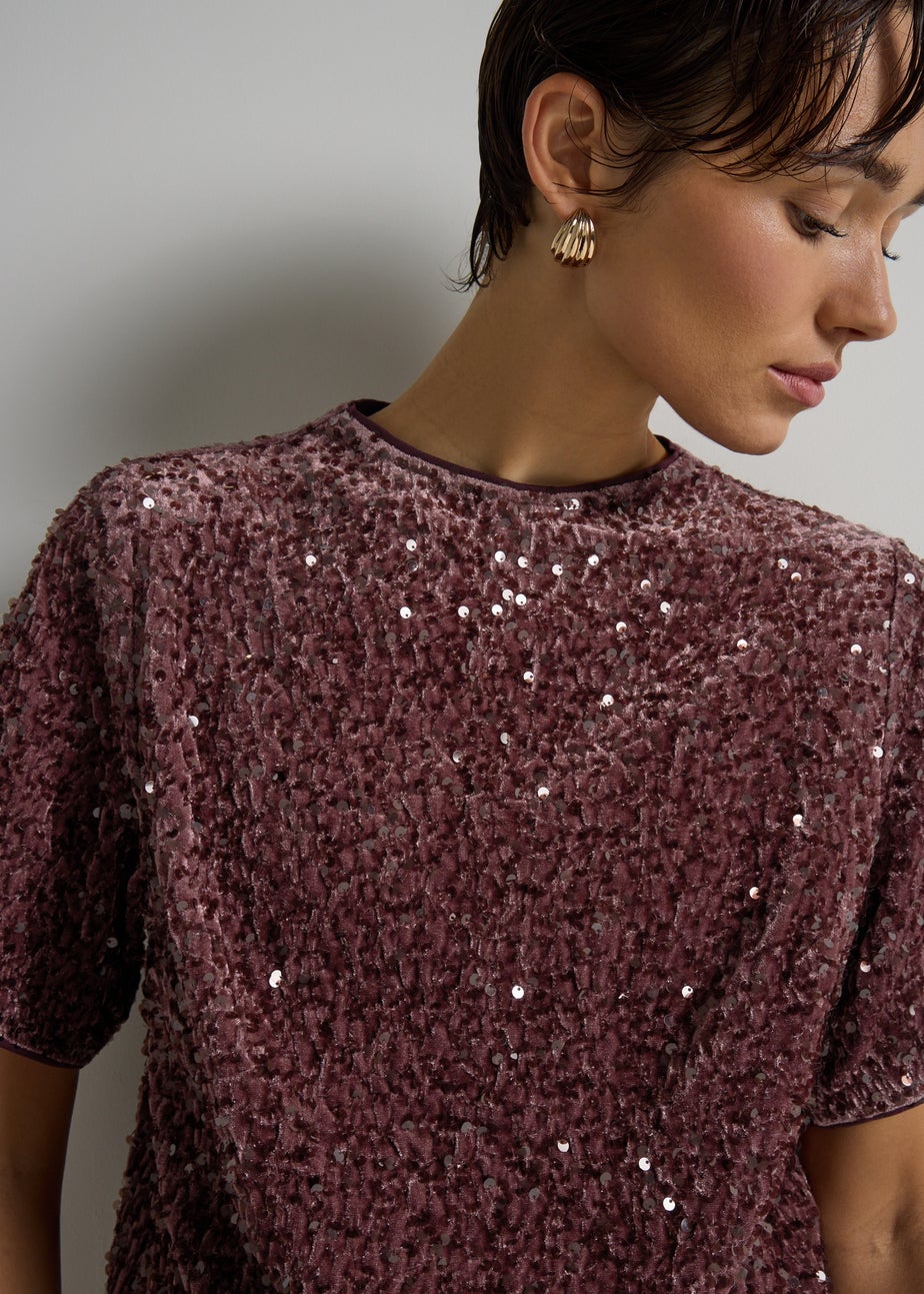 Et Vous Mauve Sequin T-Shirt