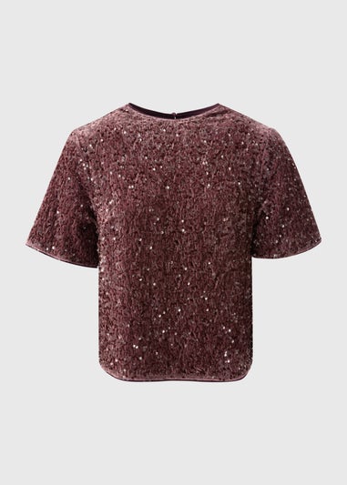 Et Vous Mauve Sequin T-Shirt