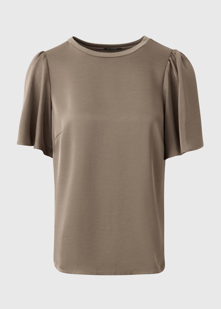 Et Vous Beige Satin Jersey T-Shirt