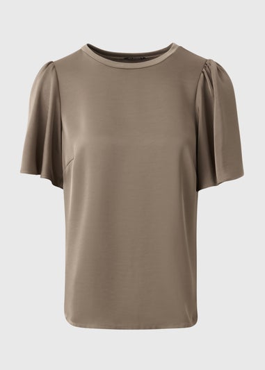 Et Vous Beige Satin Jersey T-Shirt