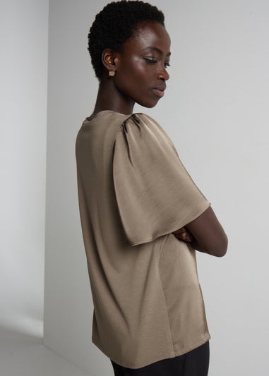 Et Vous Beige Satin Jersey T-Shirt