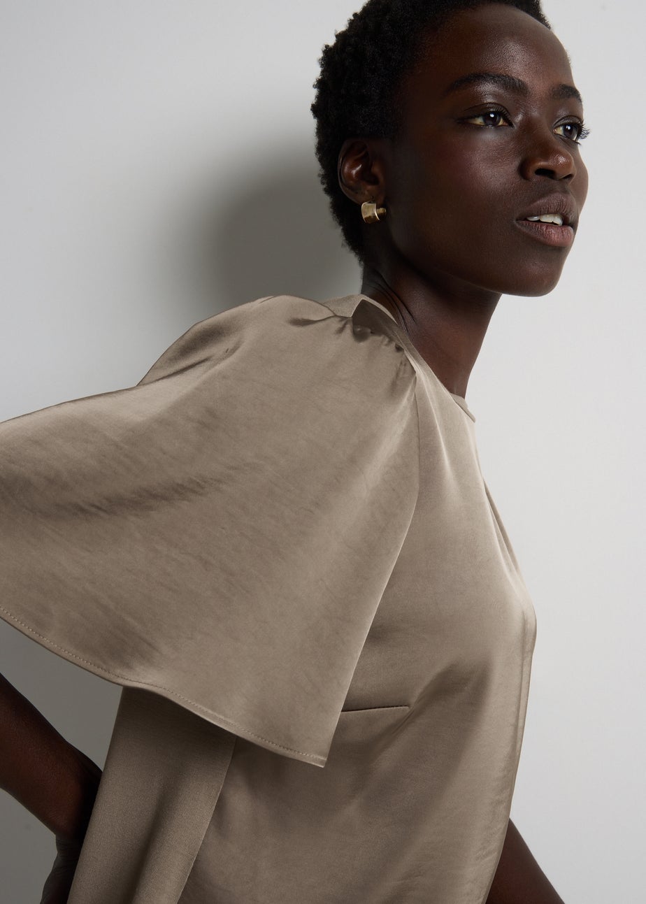 Et Vous Beige Satin Jersey T-Shirt