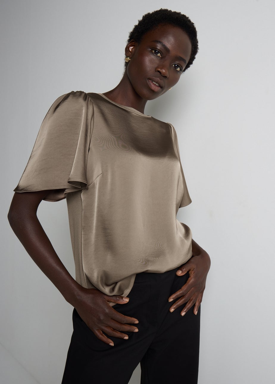 Et Vous Beige Satin Jersey T-Shirt