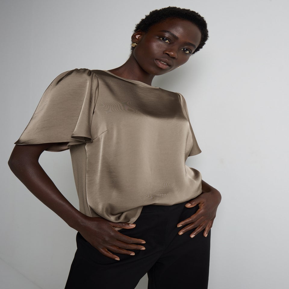 Et Vous Beige Satin Jersey T-Shirt