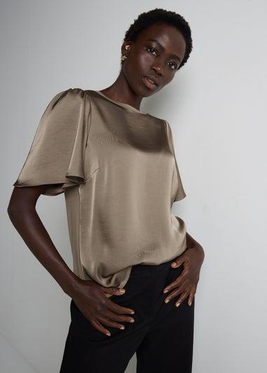 Et Vous Beige Satin Jersey T-Shirt