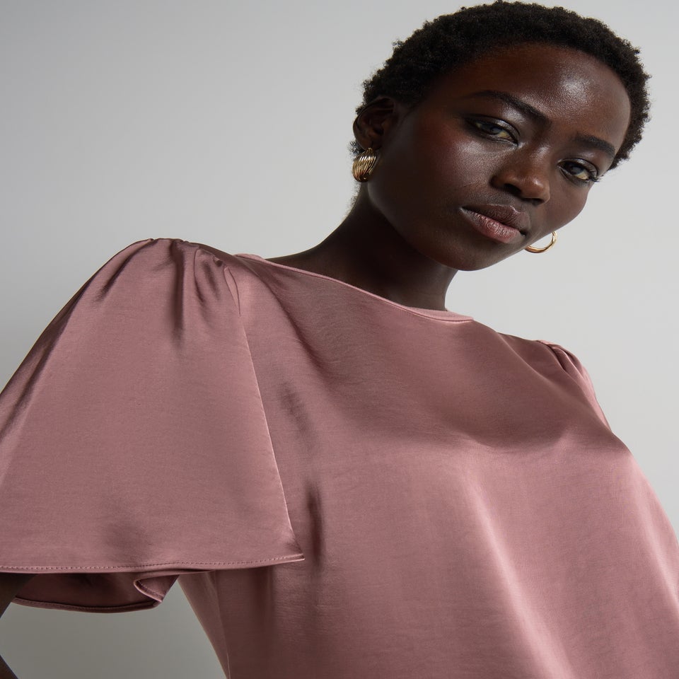 Et Vous Mauve Satin Jersey T-Shirt