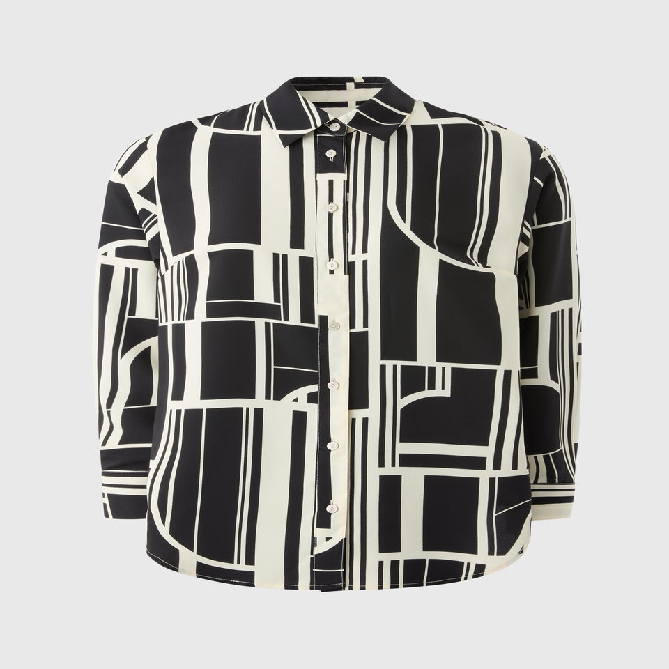 Et Vous Black Geo Longerline Shirt