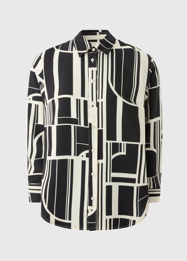 Et Vous Black Geo Longerline Shirt