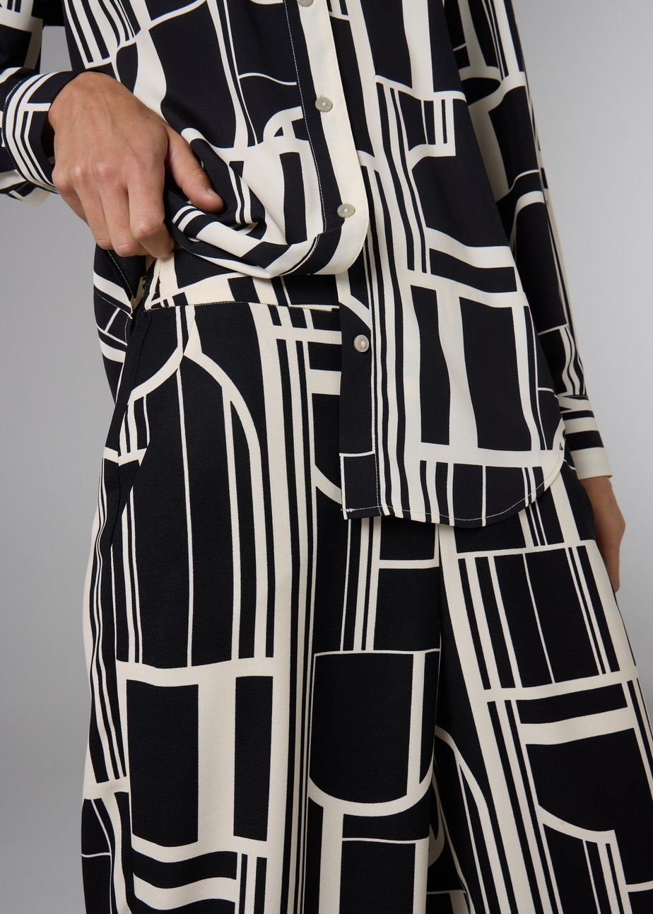 Et Vous Black Geo Mono Straight Leg Co Ord Trousers