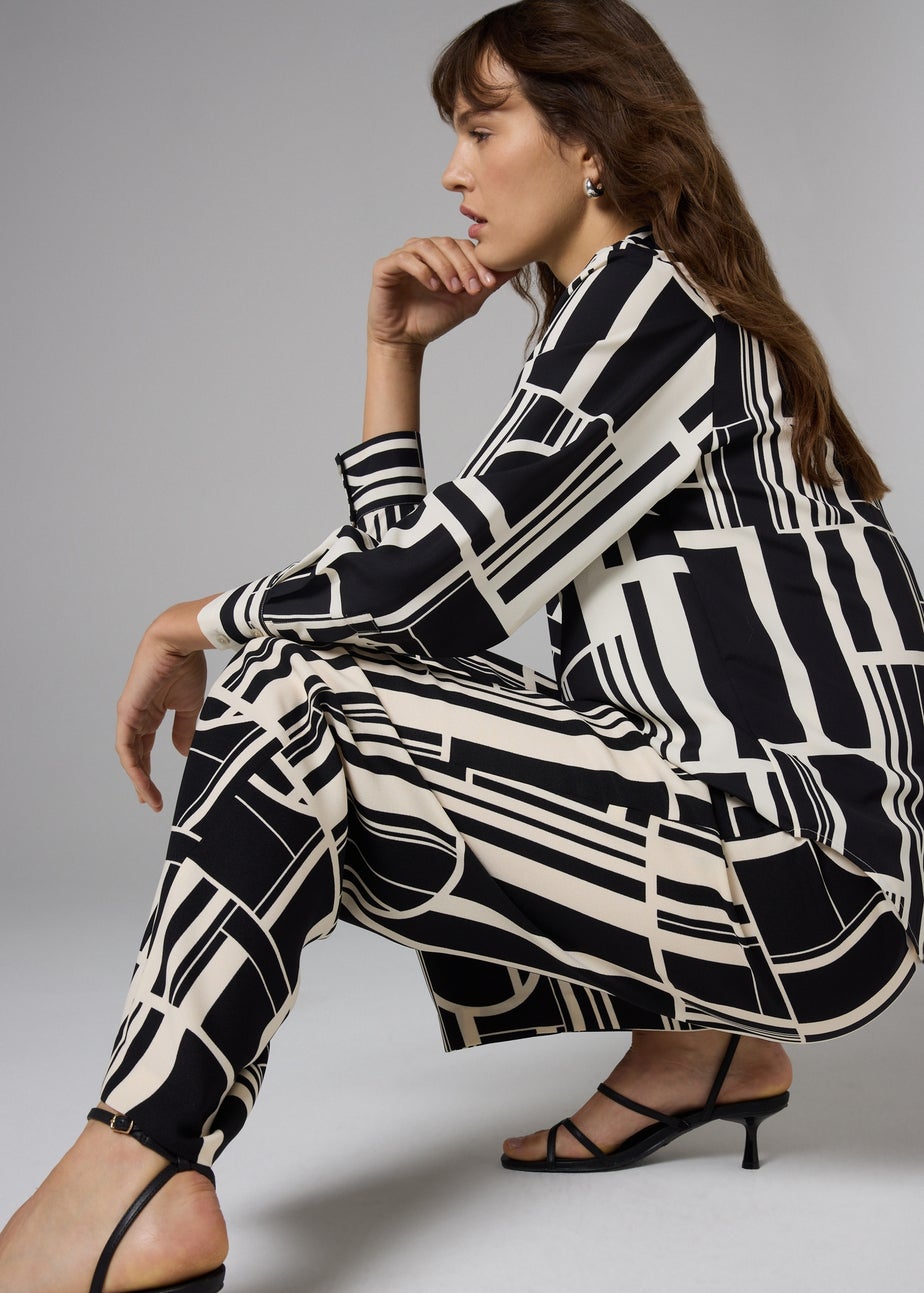 Et Vous Black Geo Mono Straight Leg Co Ord Trousers