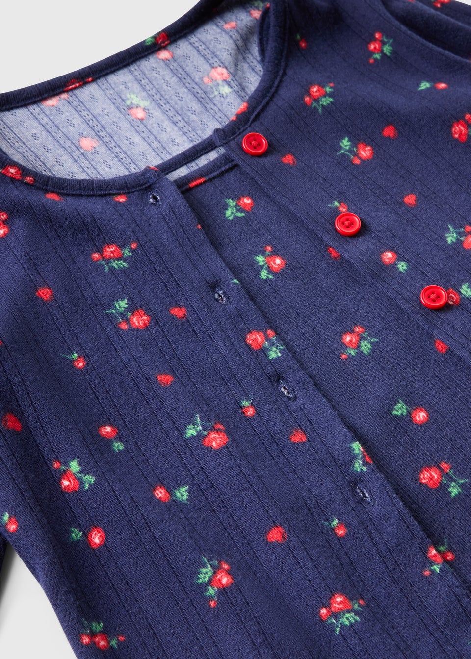 3 Piece Girls Navy Rose Pointelle Pyjama Set (4-13yrs)