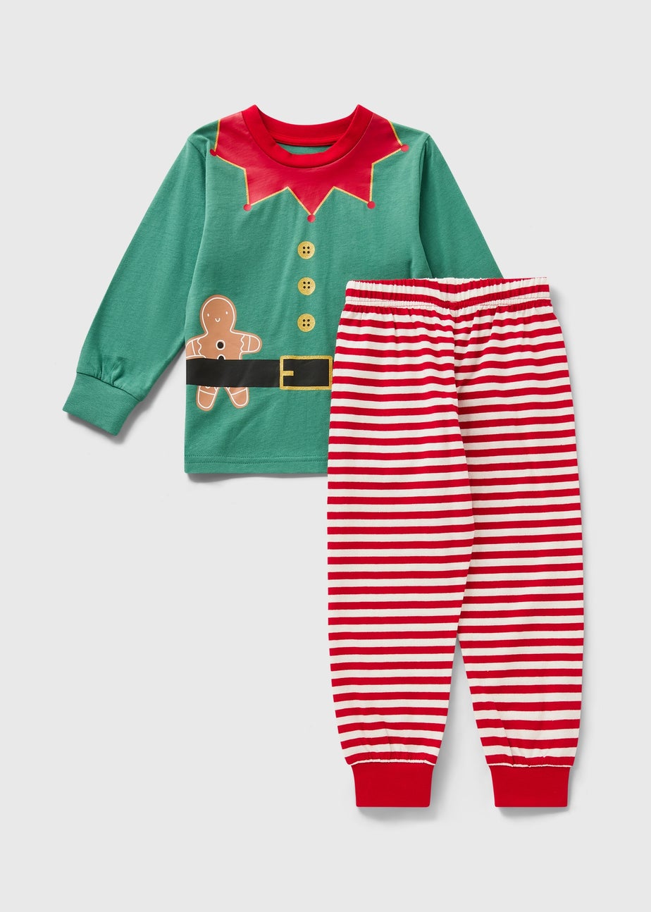 Boys Green Elf Christmas Pyjamas (1-7yrs)