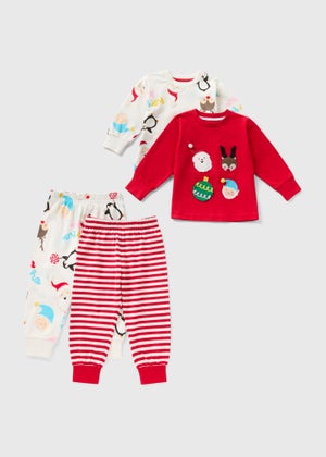 2 Pack Kids Red Christmas Pyjamas (1-7yrs)