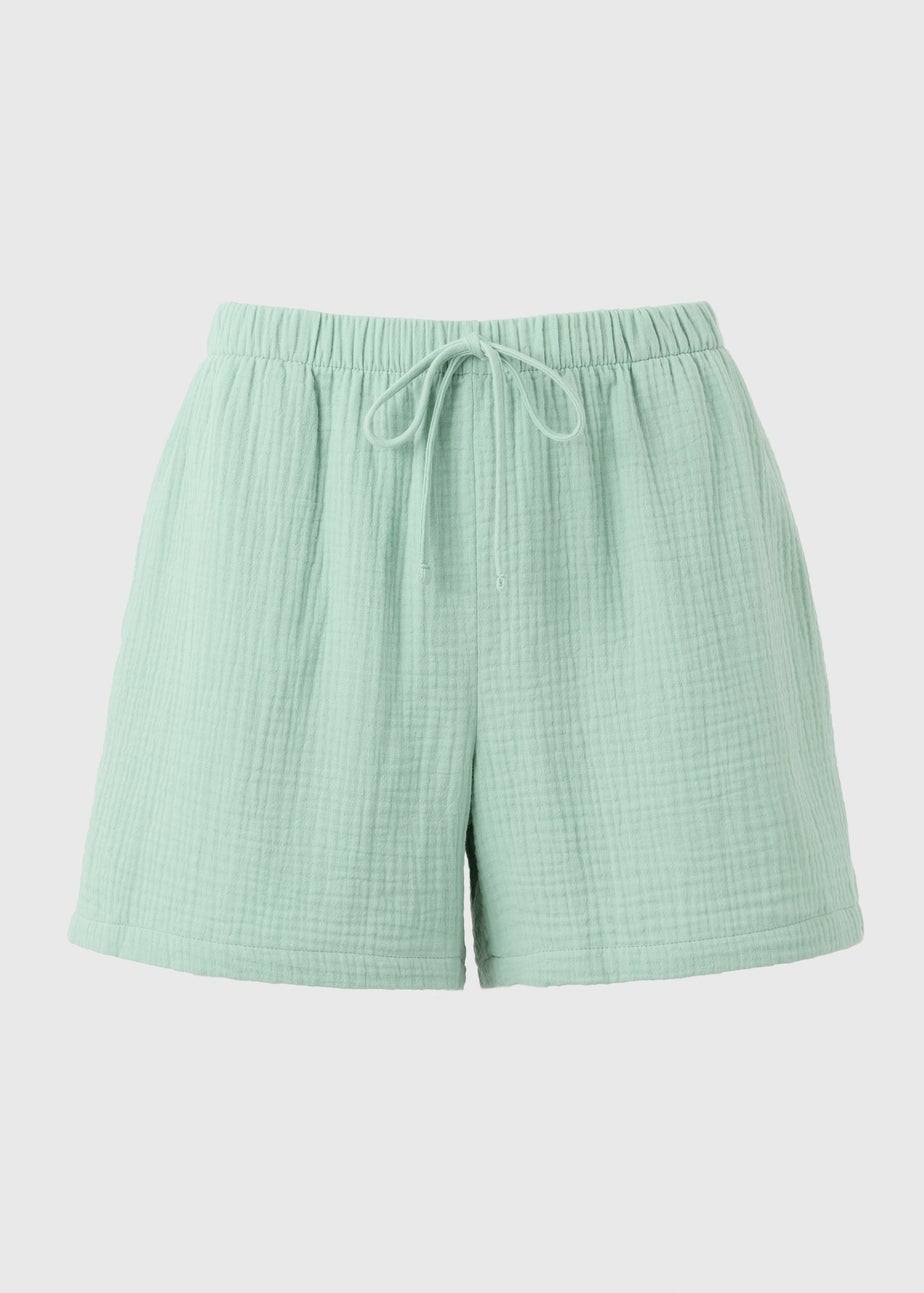 Turquoise Double Cloth Shorts