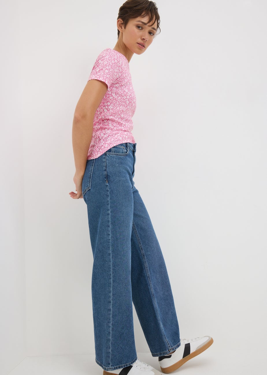 Pink Floral Fitted T-Shirt