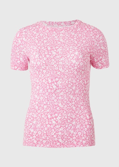 Pink Floral Fitted T-Shirt