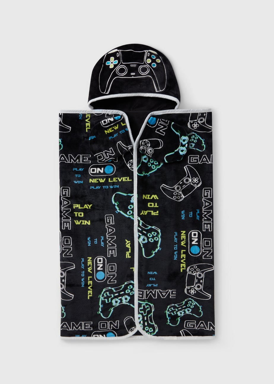 Black Gamer Hooded Blanket